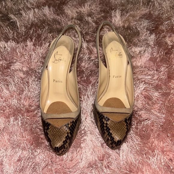 Beige Snakeprint Louboutin Heels